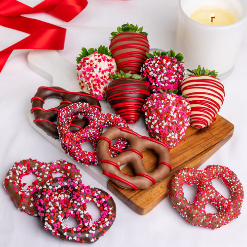 Cupid's Hand-Dipped Belgian Chocolate Strawberries & Pretzel Twists